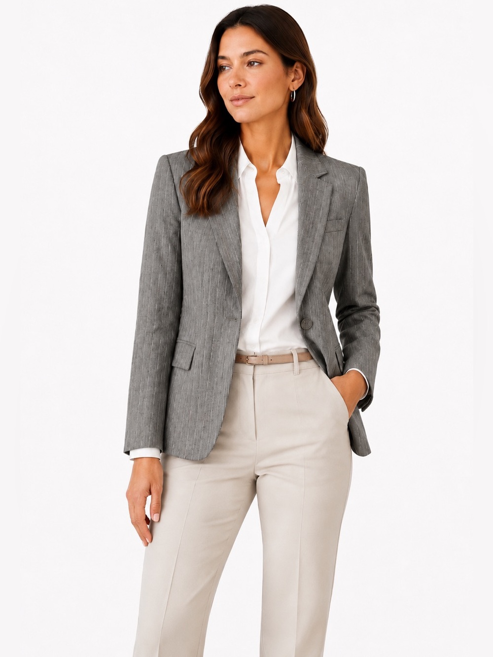 The Limited Gray Pinstripe Stretch Blazer Career Office Size Small